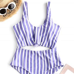 Striped onepiece bathing suit